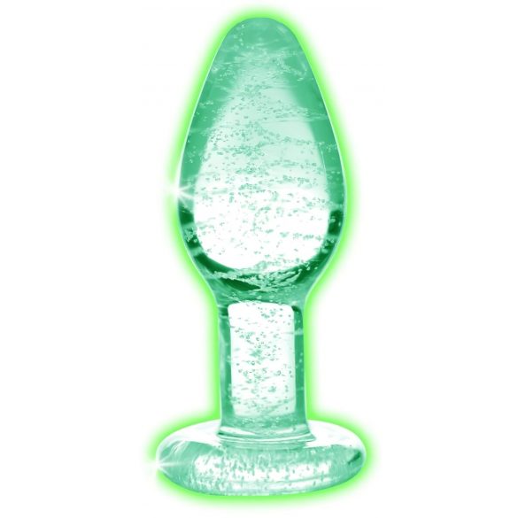 Booty Sparks Glow in the Dark - stekleni analni dildo (prosojen) - velik 