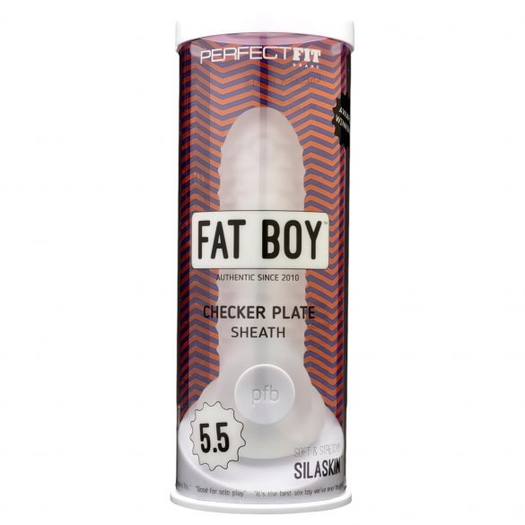 Fat Boy Checker Box - ovitek za penis (15 cm) - mlečno bela 