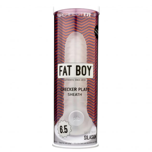 Fat Boy Checker Box - ovitek za penis (17 cm) - mlečno bela 