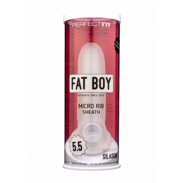 Fat Boy Micro Ribbed - ovoj za penis (15 cm) - mlečno bela 