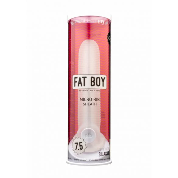 Fat Boy Micro Ribbed - ovitek za penis (19 cm) - mlečno bela 