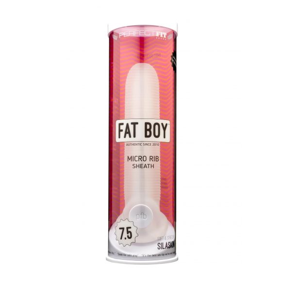 Fat Boy Micro Ribbed - ovitek za penis (19 cm) - mlečno bela 