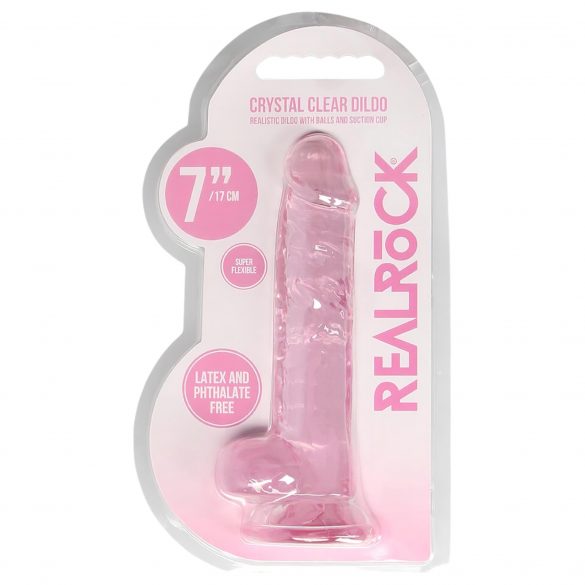 REALROCK - prozoren realistični dildo - roza (17 cm) 