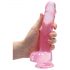 REALROCK - prozoren realističen dildo - roza (19 cm) 