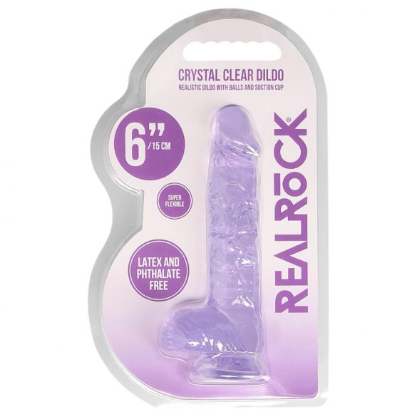 REALROCK - prozoren realistični dildo - vijolični (15 cm) 