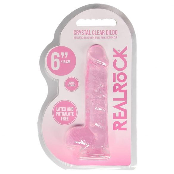 REALROCK - prozoren realistični dildo - roza (15 cm) 