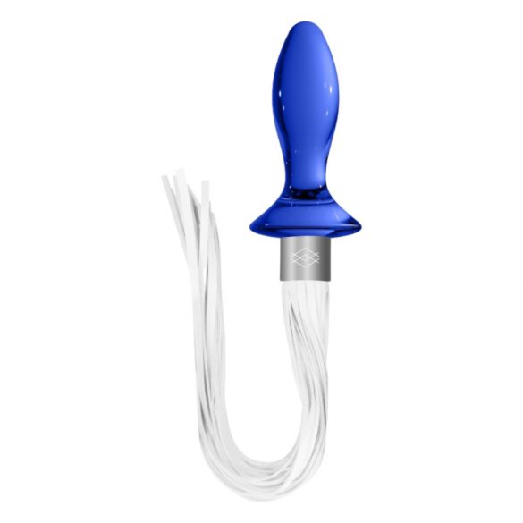 Chrystalino Tail - stekleni analni dildo bič (modro-bel)