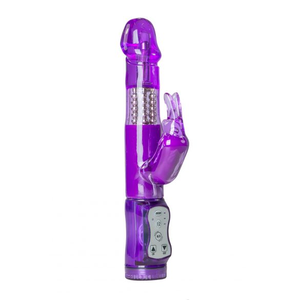 Easytoys Rabbit - vibrator z vrtečim se ročajem (vijolična) 