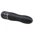 Easytoys Diamond Ribbed - vibrator z rebrasto palico (črn) 