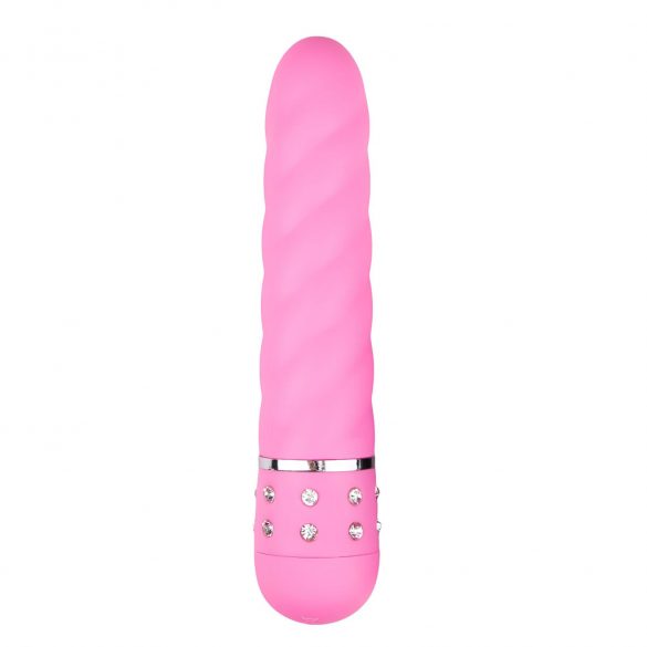 Easytoys Diamond - vibrator z zavito palico (roza) 