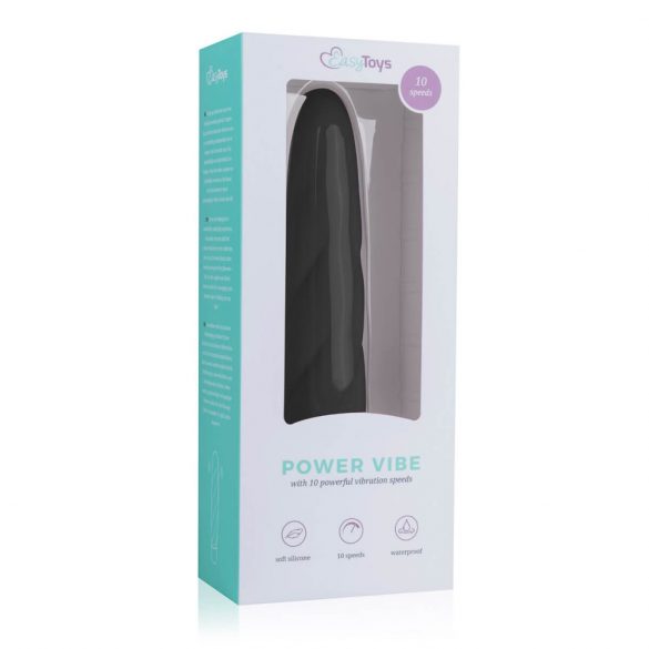 Easytoys Power Vibe - vibrator z zvito silikonsko palico (črn) 