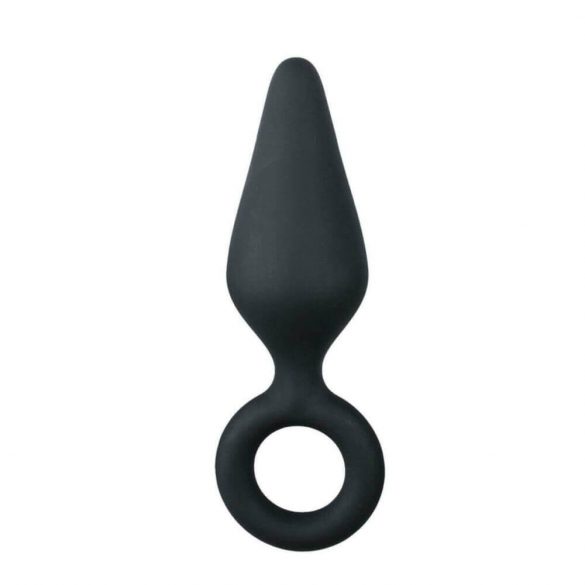 Easytoys Pointy Plug - analni dildo z obročem za oprijem - srednji (črn) 