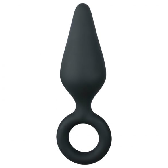 Easytoys Pointy Plug - analni dildo z obročem za oprijem - srednji (črn)