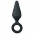 Easytoys Pointy Plug - analni dildo z obročem za oprijem - srednji (črn)