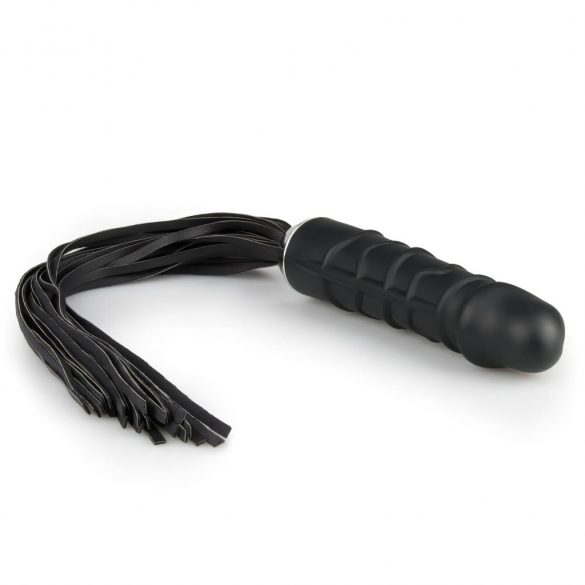 Easytoys Flogger - bič in silikonski dildo v enem (črn) 