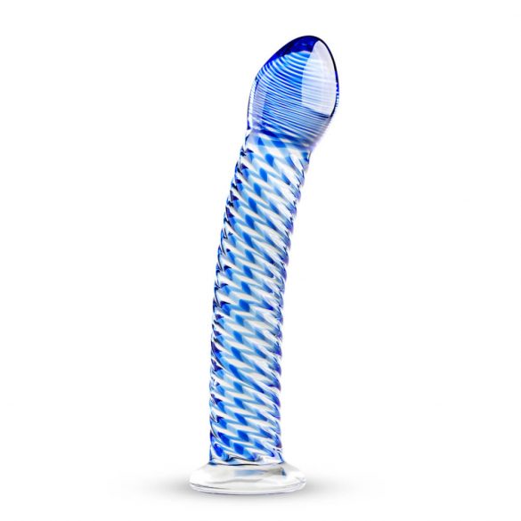 Gildo Glass No. 5 - spiralni stekleni dildo (prosojno moder) 