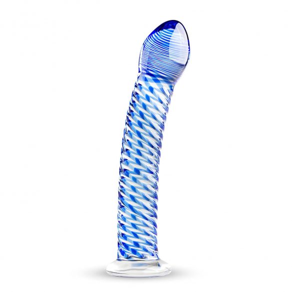 Gildo Glass No. 5 - spiralni stekleni dildo (prosojno moder) 