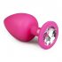 Easytoys Diamond - analni dildo z belim kamnom (velik) - roza 