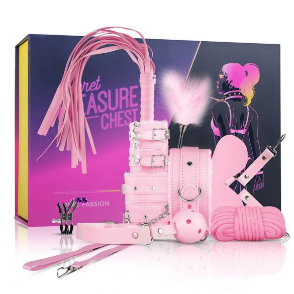 Secret Pleasure Chest - napredni BDSM set - 14 kosov (roza) 