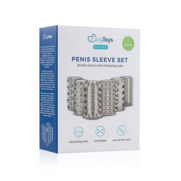 Easytoys Penis Sleeve - komplet manšet za penis - dim (6 kosov) 