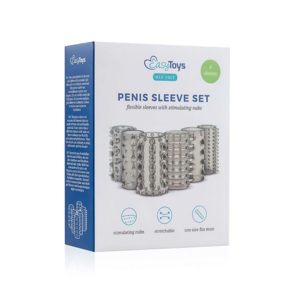 Easytoys Penis Sleeve - komplet manšet za penis - dim (6 kosov) 