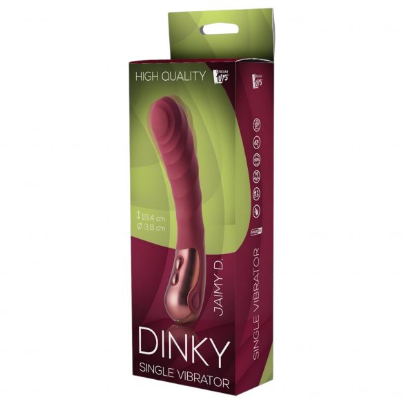 Dinky Jaimy D. Single - vibrator za točko G z rebri (bordo) 