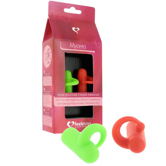 FEELZTOYS Mycero - komplet vibratorjev za prste - zeleno-rdeči (2 kosa) 