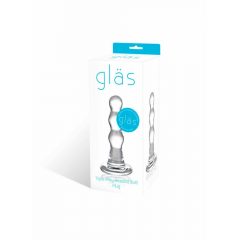 GLAS - valovit stekleni analni dildo (prosojen)
