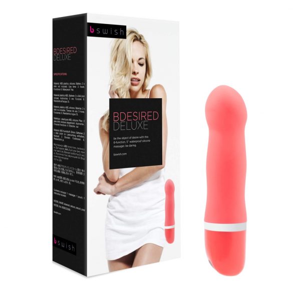 B SWISH Bdesired Deluxe - vibrator na palice s poudarjeno glavo (koralna) 