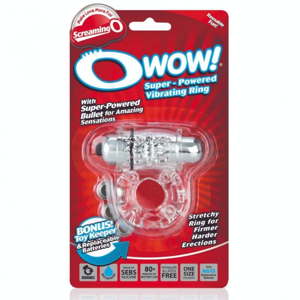 Screaming Owow - vibracijski obroček za penis (prosojen) 