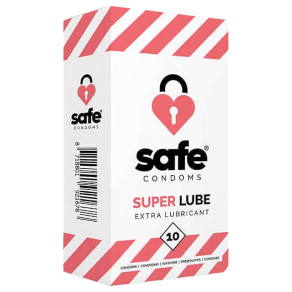 SAFE Super Lube - ekstra ploščati kondom (10 kosov) 