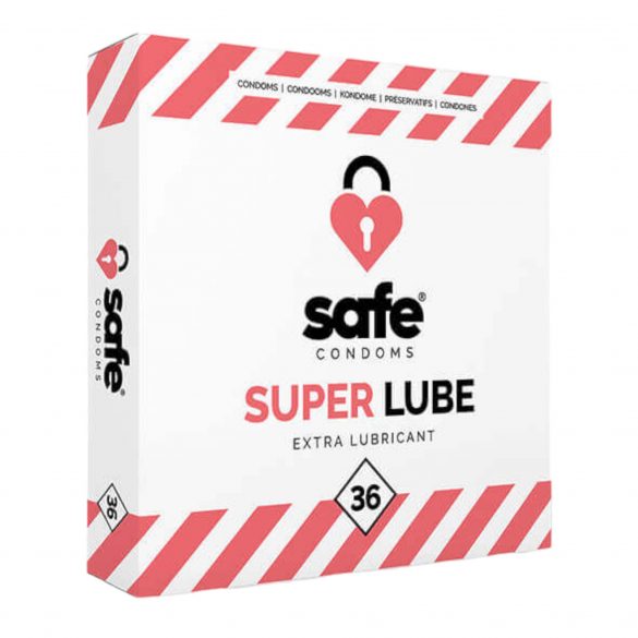 SAFE Super Lube - ekstra ploščati kondom (36 kosov) 