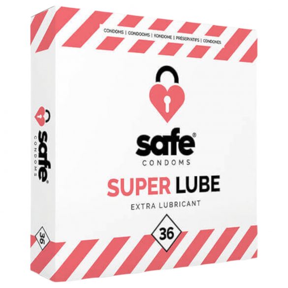 SAFE Super Lube - ekstra ploščati kondom (36 kosov) 