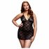 BACI Plus Size - čipkasta babydoll s trakom za vrat - črna (XL-XXL) 