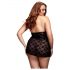 BACI Plus Size - čipkasta babydoll s trakom za vrat - črna (XL-XXL) 