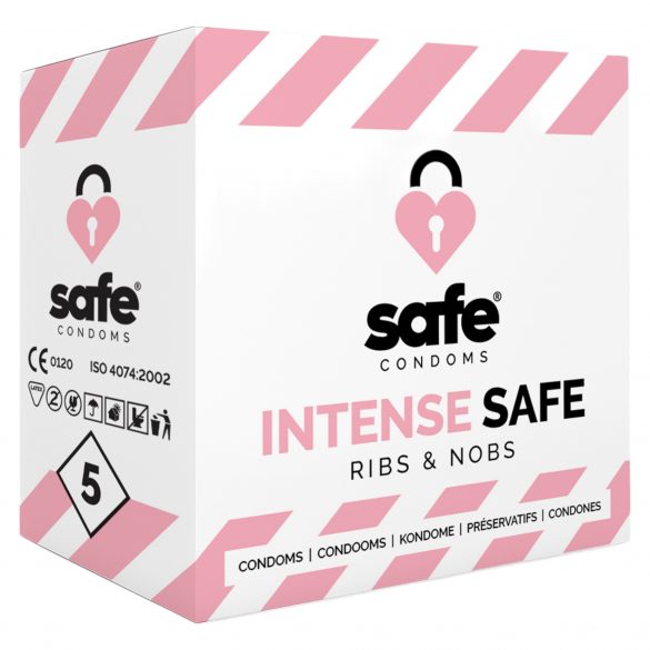 SAFE Intense Safe - kondom z rebrastimi pikami (5 kosov) 