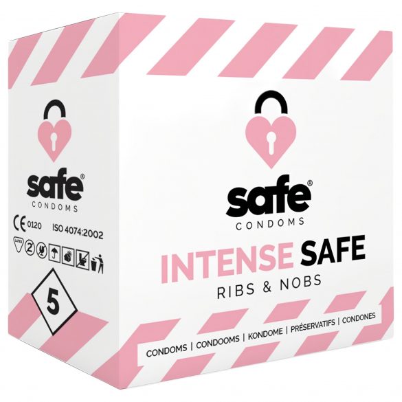 SAFE Intense Safe - kondom z rebrastimi pikami (5 kosov) 