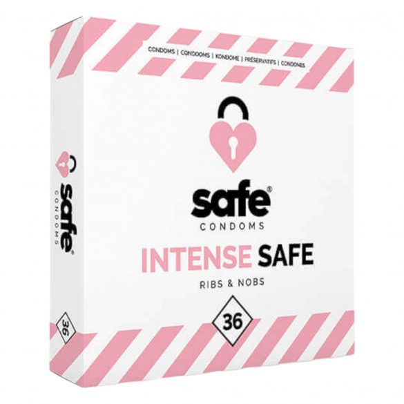 SAFE Intense Safe - Kondomi z rebri in pikami (36 kosov) 