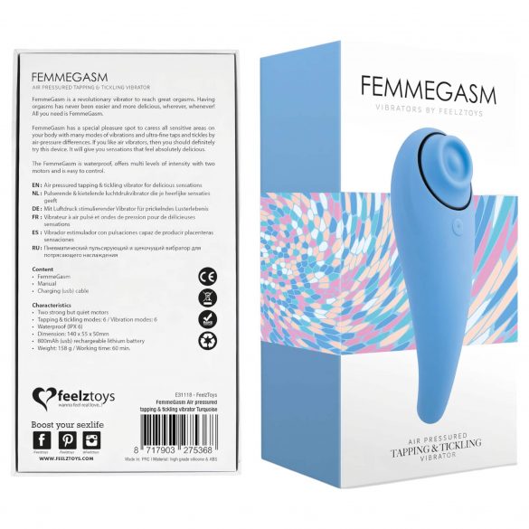 FEELZTOYS Femmegasm - vodoodporni vaginalni in klitoralni vibrator za polnjenje (modri) 