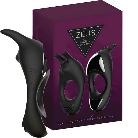 FEELZTOYS Zeus - vibracijski obroček za penis z možnostjo polnjenja (črn) 