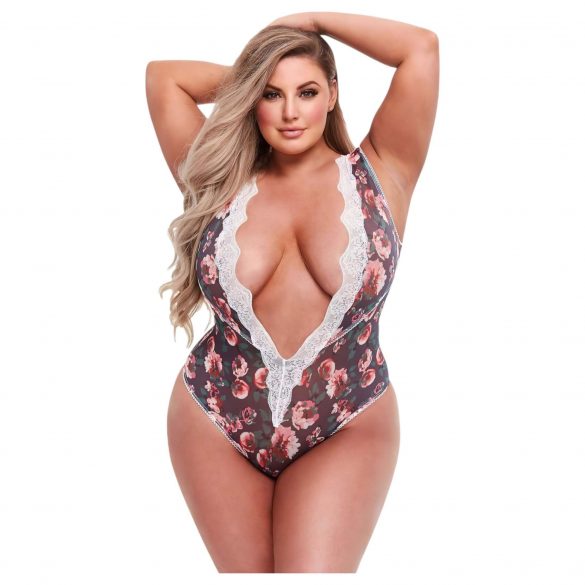 Baci Plus Size - cvetlično, čipkasto telo 