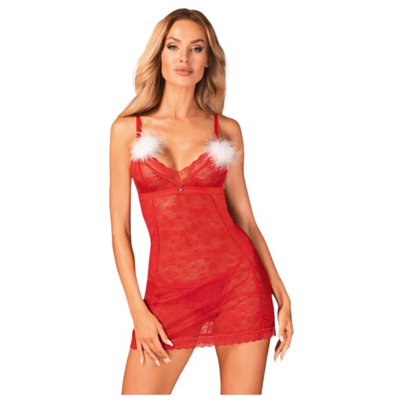 Obsessive Claussica - Zimske hlačke z babydoll tangicami (rdeče)  - XL/XXL